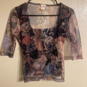Roxy Artistic Print Mesh Top